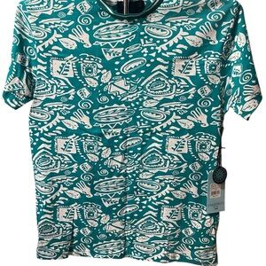 Stylish Teal and White Men's Short Sleeve Tee
